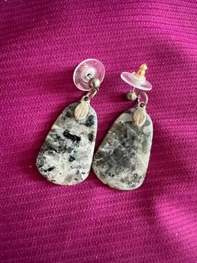 Natural Gray Stone Drop Earrings - Women Jewelry